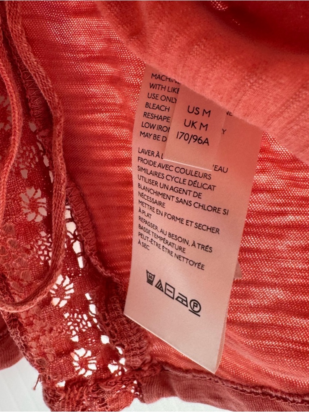 Free People Rust Red Lace Trim Flutter Sleeve Blouse - Picture 3 of 6